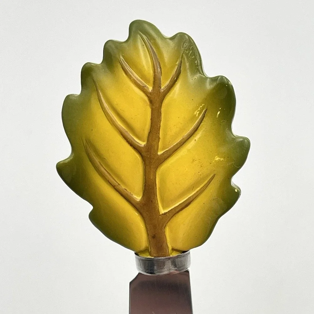Vintage 2000s Autumn Harvest Cheese Spreaders Sunflower‎ Pumpkin Leaf Acorn Set